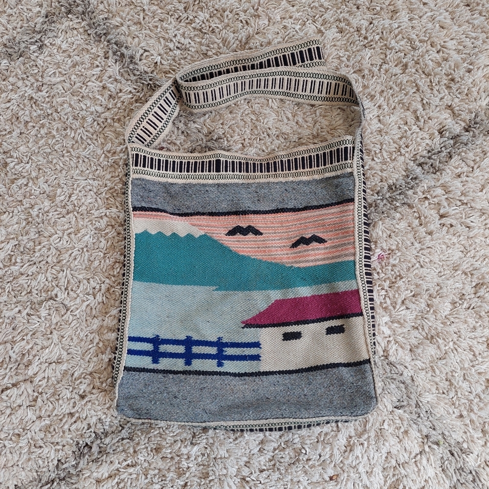 Ecuador 100% Wool Crossbody Small Bag Purse 12x12 Boho Hippie Southwest Colorful